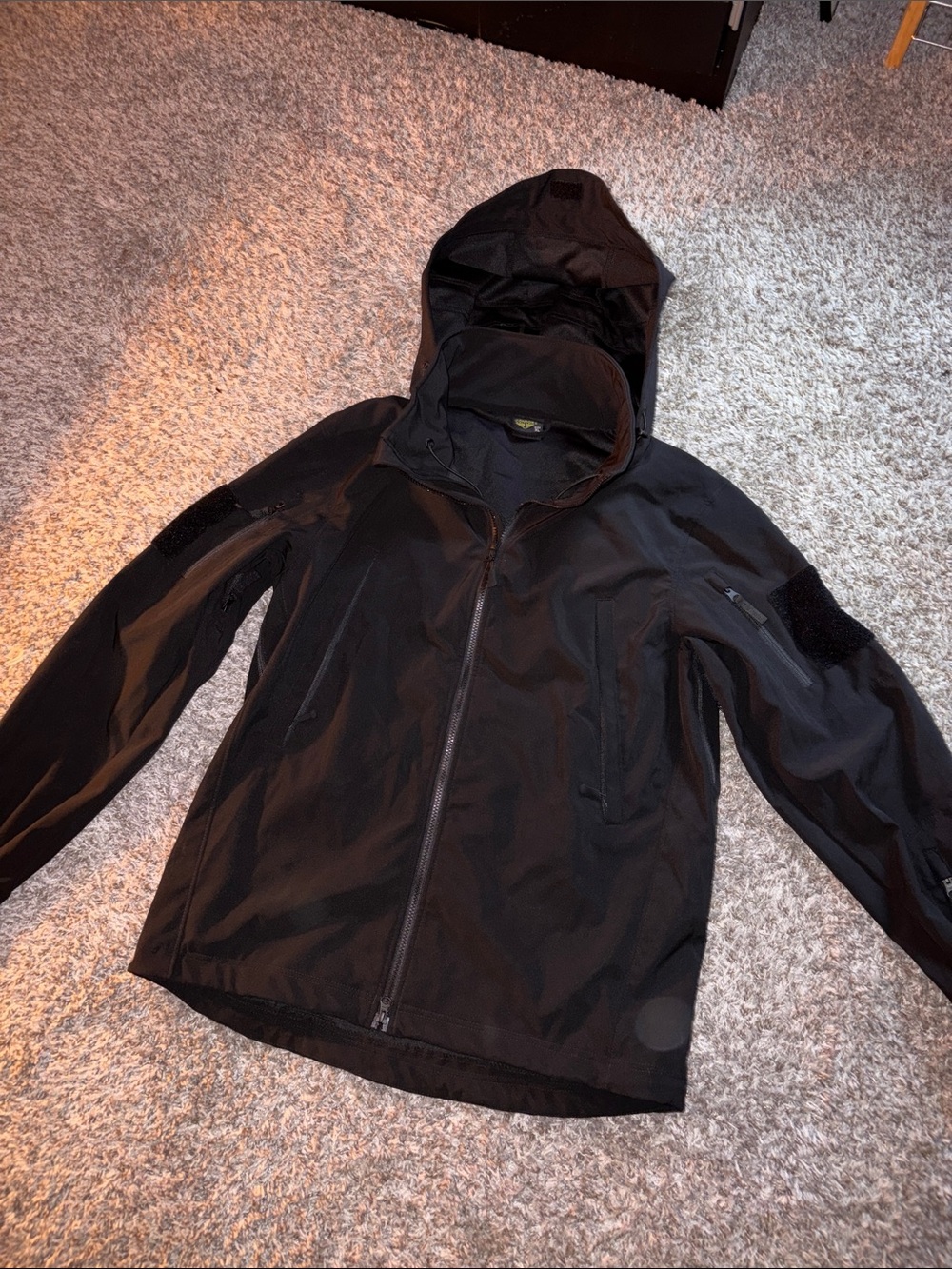 Men's Black Hooded Performance Softshell Jacket
